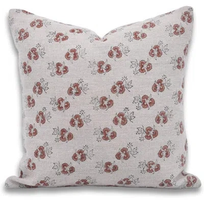 Fabdivine Floral Linen Indoor/outdoor Pillow Cover In Brown