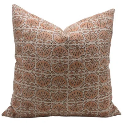 Fabdivine Floral Linen Indoor/outdoor Pillow Cover In Brown;rust