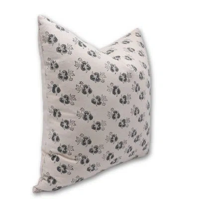 Fabdivine Floral Linen Indoor/outdoor Pillow Cover In Gray