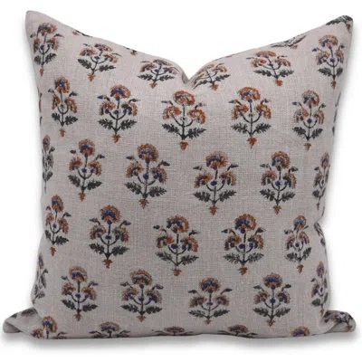 Fabdivine Floral Linen Indoor/outdoor Pillow Cover In Gray Floral 1