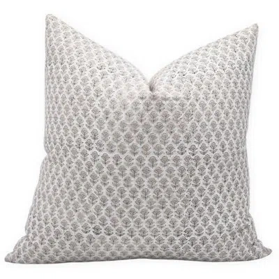 Fabdivine Floral Linen Indoor/outdoor Pillow Cover In Gray Floral 1