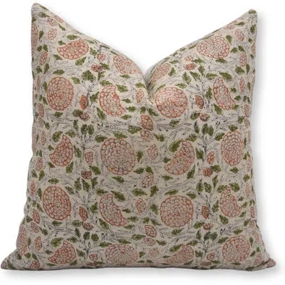 Fabdivine Floral Linen Indoor/outdoor Pillow Cover In Green