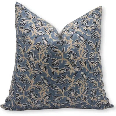 Fabdivine Floral Linen Indoor/outdoor Pillow Cover In Green