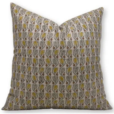 Fabdivine Floral Linen Indoor/outdoor Pillow Cover In Green