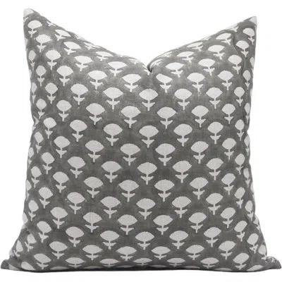 Fabdivine Floral Linen Indoor/outdoor Pillow Cover In Green