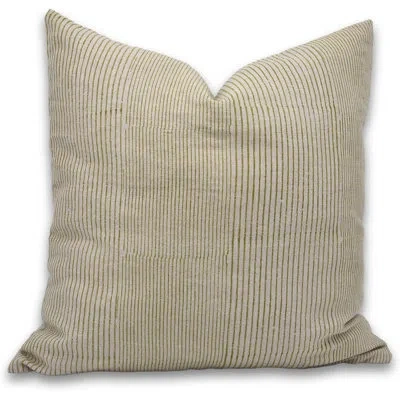 Fabdivine Floral Linen Indoor/outdoor Pillow Cover In Green