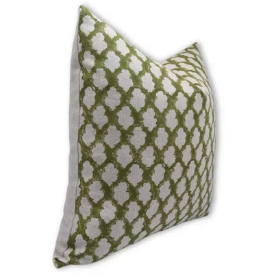 Fabdivine Floral Linen Indoor/outdoor Pillow Cover In Green