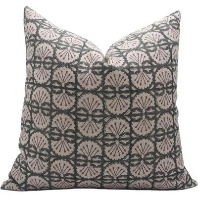 Fabdivine Floral Linen Indoor/outdoor Pillow Cover In Green Floral
