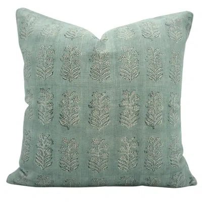 Fabdivine Floral Linen Indoor/outdoor Pillow Cover In Grey
