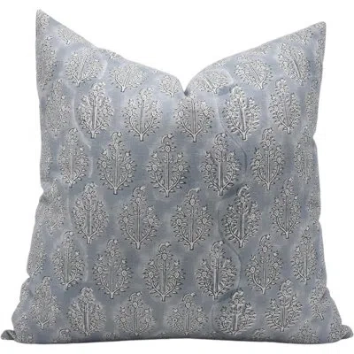 Fabdivine Floral Linen Indoor/outdoor Pillow Cover In Grey
