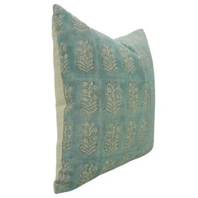 Fabdivine Floral Linen Indoor/outdoor Pillow Cover In Grey