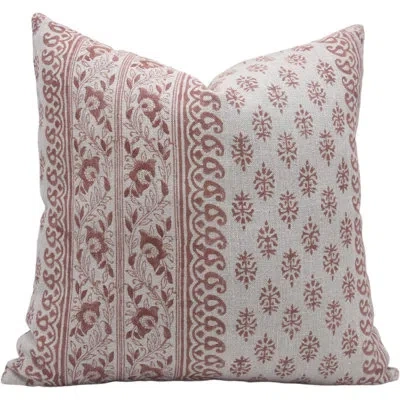 Fabdivine Floral Linen Indoor/outdoor Pillow Cover In Light Brown