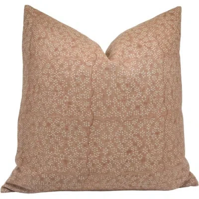 Fabdivine Floral Linen Indoor/outdoor Pillow Cover In Light Brown