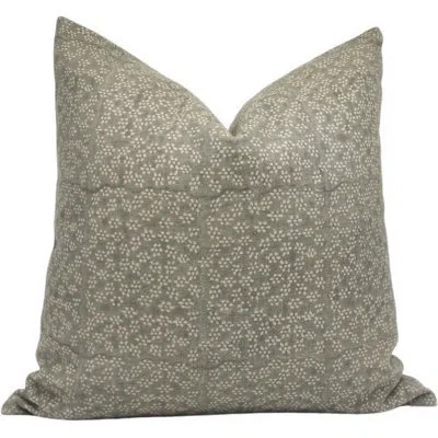 Fabdivine Floral Linen Indoor/outdoor Pillow Cover In Light Green