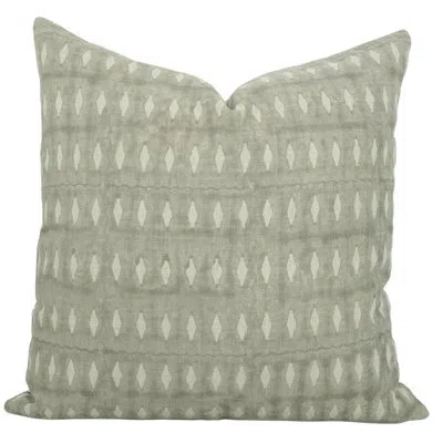 Fabdivine Floral Linen Indoor/outdoor Pillow Cover In Light Grey;light Green
