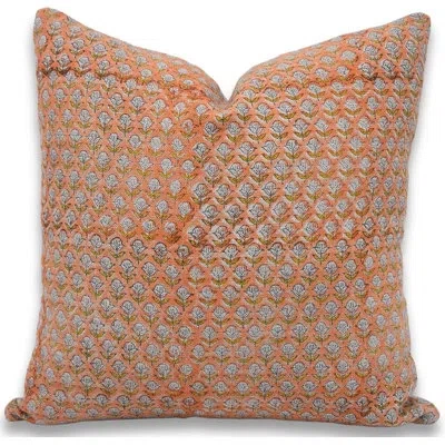Fabdivine Floral Linen Indoor/outdoor Pillow Cover In Orange