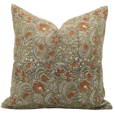Fabdivine Floral Linen Indoor/outdoor Pillow Cover In Pink Floral 1