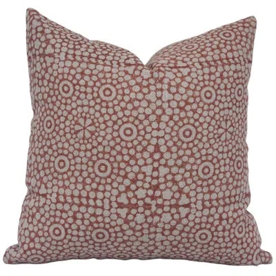 Fabdivine Floral Linen Indoor/outdoor Pillow Cover In Red