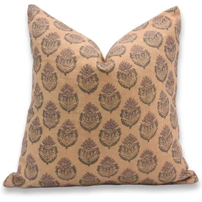 Fabdivine Floral Linen Indoor/outdoor Pillow Cover In Rust