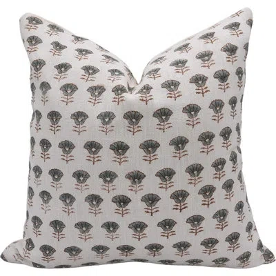 Fabdivine Floral Linen Indoor/outdoor Pillow Cover In White
