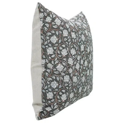 Fabdivine Floral Linen Indoor/outdoor Pillow Cover In White,gray Floral 2