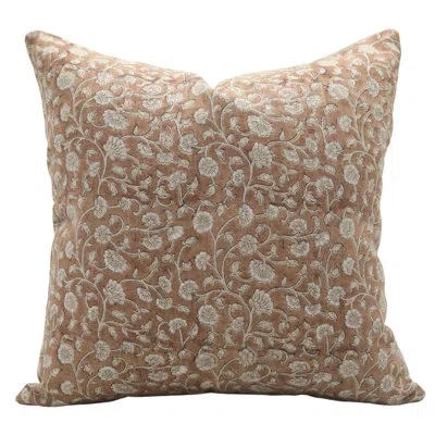 Fabdivine Floral Linen Indoor/outdoor Pillow Cover In White,orange Floral 2