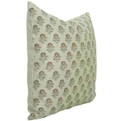 Fabdivine Floral Linen Indoor/outdoor Pillow Cover In Yellow Floral 3