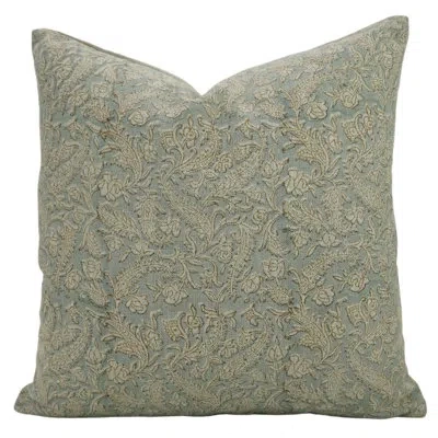 Fabdivine Floral Linen Indoor/outdoor Reversible Pillow Cover In Blue