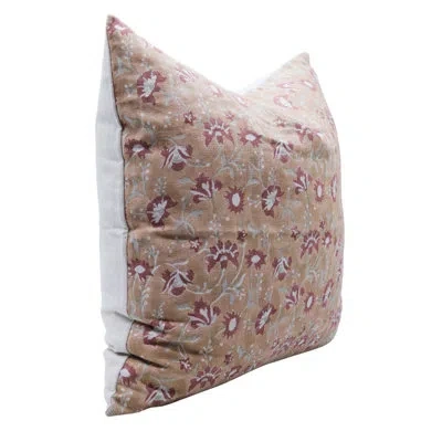 Fabdivine Floral Linen Indoor/outdoor Reversible Pillow Cover In Brown