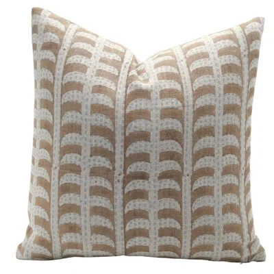 Fabdivine Floral Linen Indoor/outdoor Reversible Pillow Cover In Brown