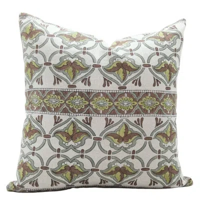 Fabdivine Floral Linen Indoor/outdoor Reversible Pillow Cover In Brown