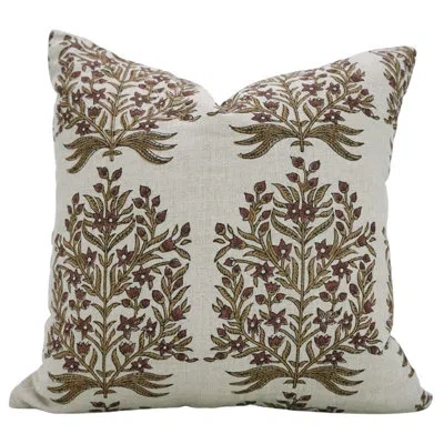 Fabdivine Floral Linen Indoor/outdoor Reversible Pillow Cover In Brown