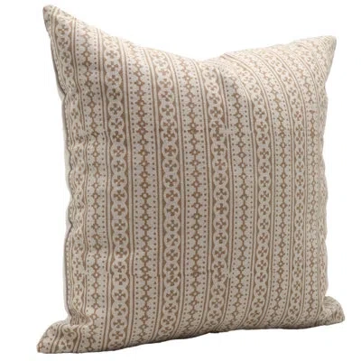 Fabdivine Floral Linen Indoor/outdoor Reversible Pillow Cover In Brown