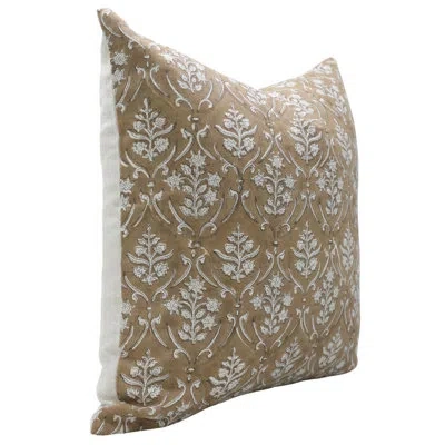 Fabdivine Floral Linen Indoor/outdoor Reversible Pillow Cover In Brown