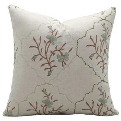 Fabdivine Floral Linen Indoor/outdoor Reversible Pillow Cover In Green