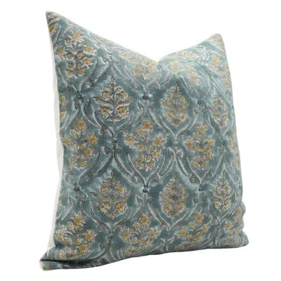 Fabdivine Floral Linen Indoor/outdoor Reversible Pillow Cover In Yellow