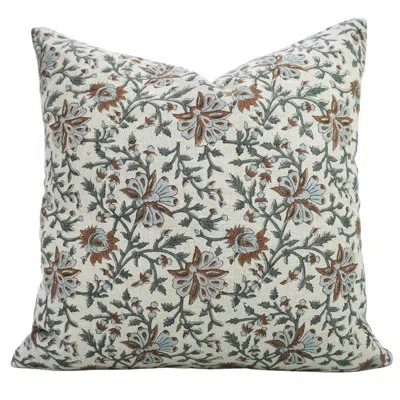 Fabdivine Floral Pillow Cover Â Elegant Cushion With Block Print- Neera Bel In Brown;gray