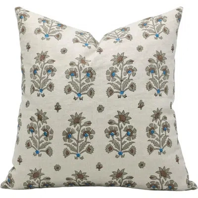 Fabdivine Floral Pillow Cover Â Elegant Cushion With Block Print- Sadabahar In Gray