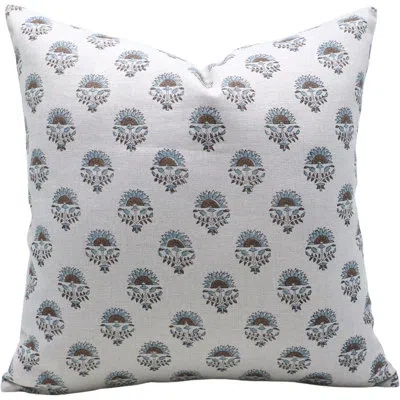 Fabdivine Floral Printed Cushion Cover Â Traditional Pillowcase, Indarjeet In Brown;sky Blue