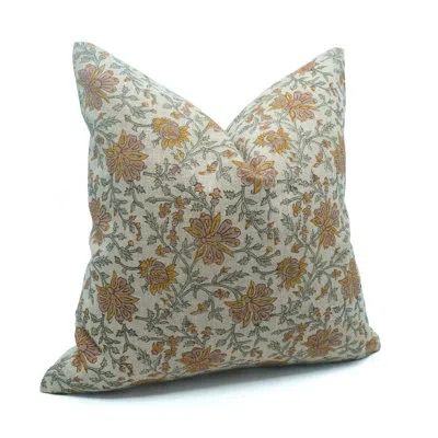 Fabdivine Gray Block Print Linen Decorative Throw Pillows For Couch, Accent Cushion Covers- Neerabel In Multi
