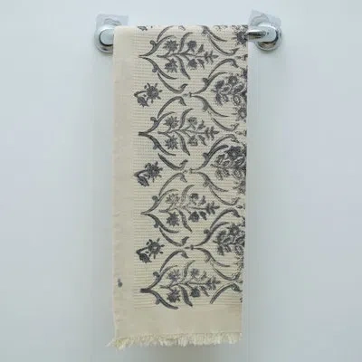 Fabdivine Hand Block Print Cotton Waffle Hand Towels - Elegant & Eco-friendly Towels For Every Home(vishalpush In Gray
