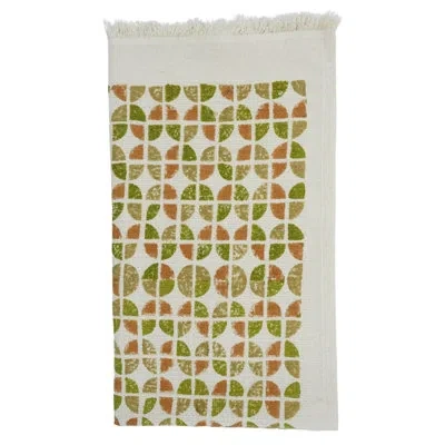 Fabdivine Hand Block Print Cotton Waffle Hand Towels - Perfect Blend Of Style & Functionality For Your Bathroo In Brown;green