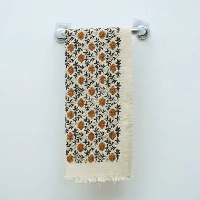 Fabdivine Hand Block Print Cotton Waffle Hand Towels - Sustainable, Soft, And Beautiful Towels For Every Home  In Orange