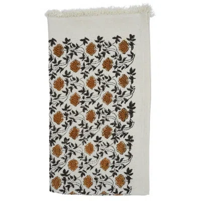 Fabdivine Hand Block Print Cotton Waffle Hand Towels - Sustainable, Soft, And Beautiful Towels For Every Home  In Orange