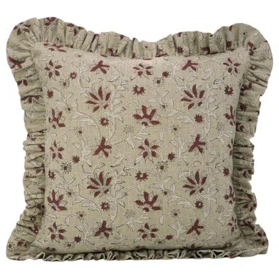 Fabdivine Hand Block Print Decorative Throw Pillow Cover Frill Double Side Print, Aradhna In Red