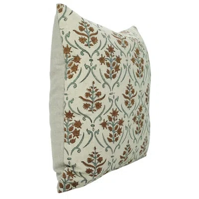 Fabdivine Hand Block Print Floral Pillow Cover, Brown, Vishal Pushp