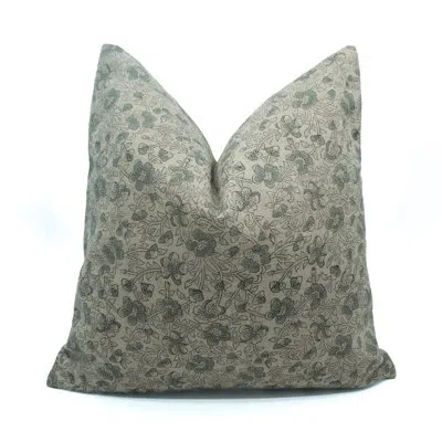 Fabdivine Hand Block Print Thick Linen Pillow Cover Boho Farmhouse Decorative Cushion Cover-gray