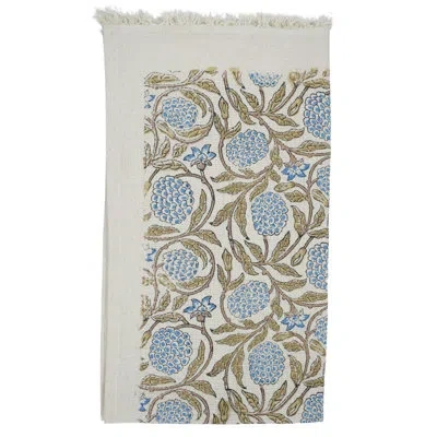 Fabdivine Hand Block Print Waffle Floral Hand Towels 17x32 Sustainable Luxury Cotton Towels For Your Bathroom  In Blue