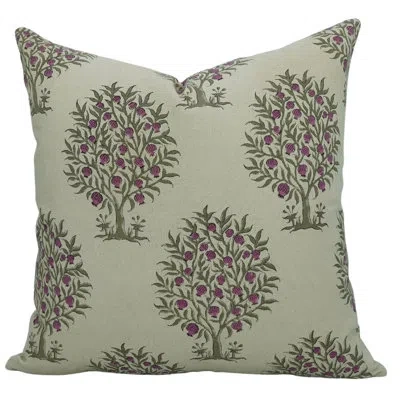 Fabdivine Handcrafted Art Block Print Cotton Vintage Floral Pillow Cover In Gray;pink
