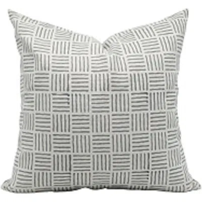 Fabdivine Handcrafted Cushion Cover Block Print Throw Pillow For Home, Chauras In Gray
